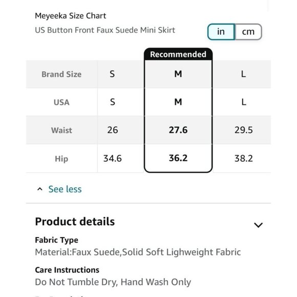 🌸3/$15🌸Cognac Medium Faux Suede Mini Skirt with Pockets and Gold Buttons - Picture 6 of 6